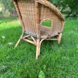 Lot deux fauteuils osier enfant vintage