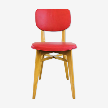 Vintage skai and light oak chair