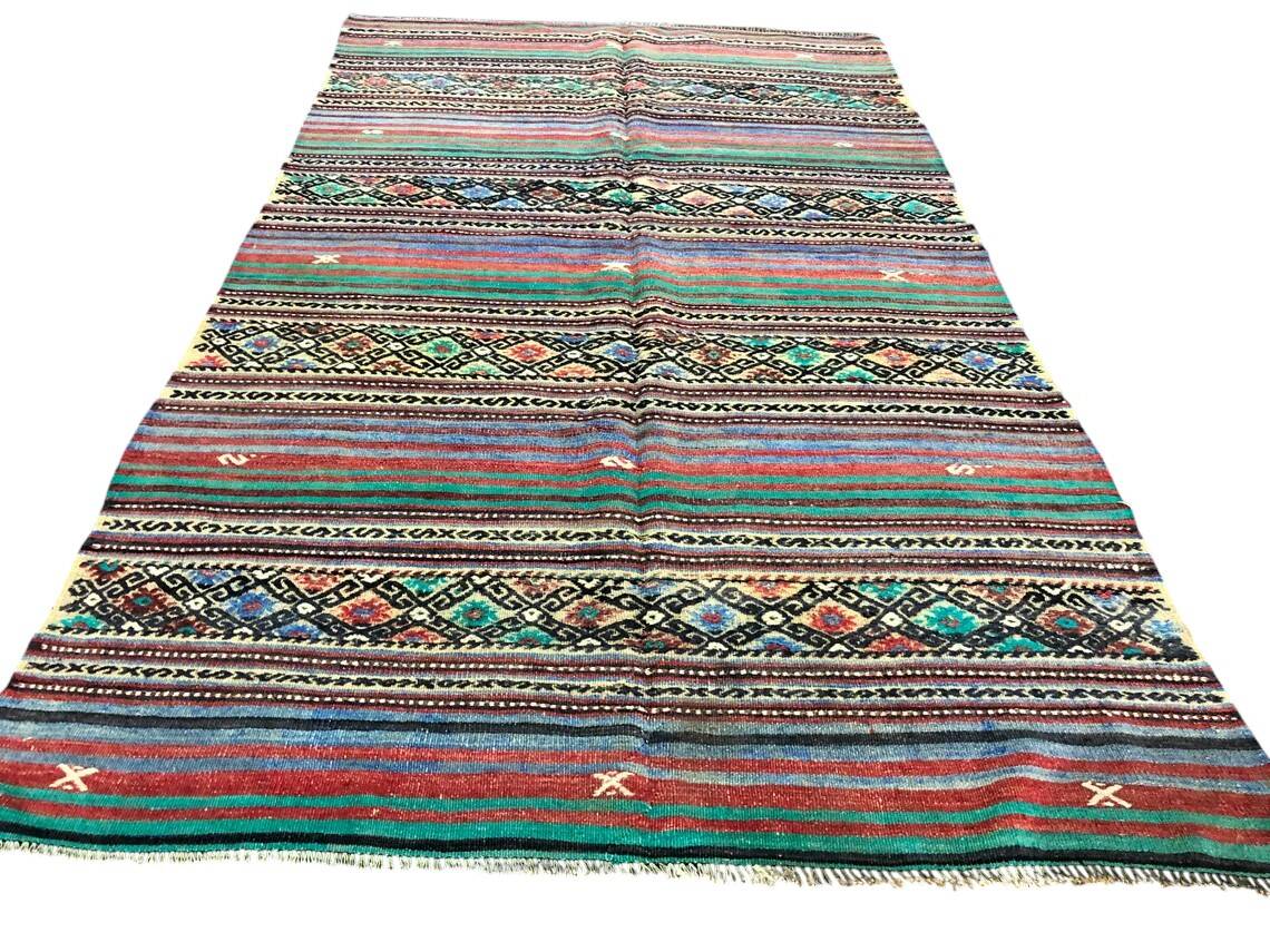 Neutral Turkish Stripe Kilim Rug
