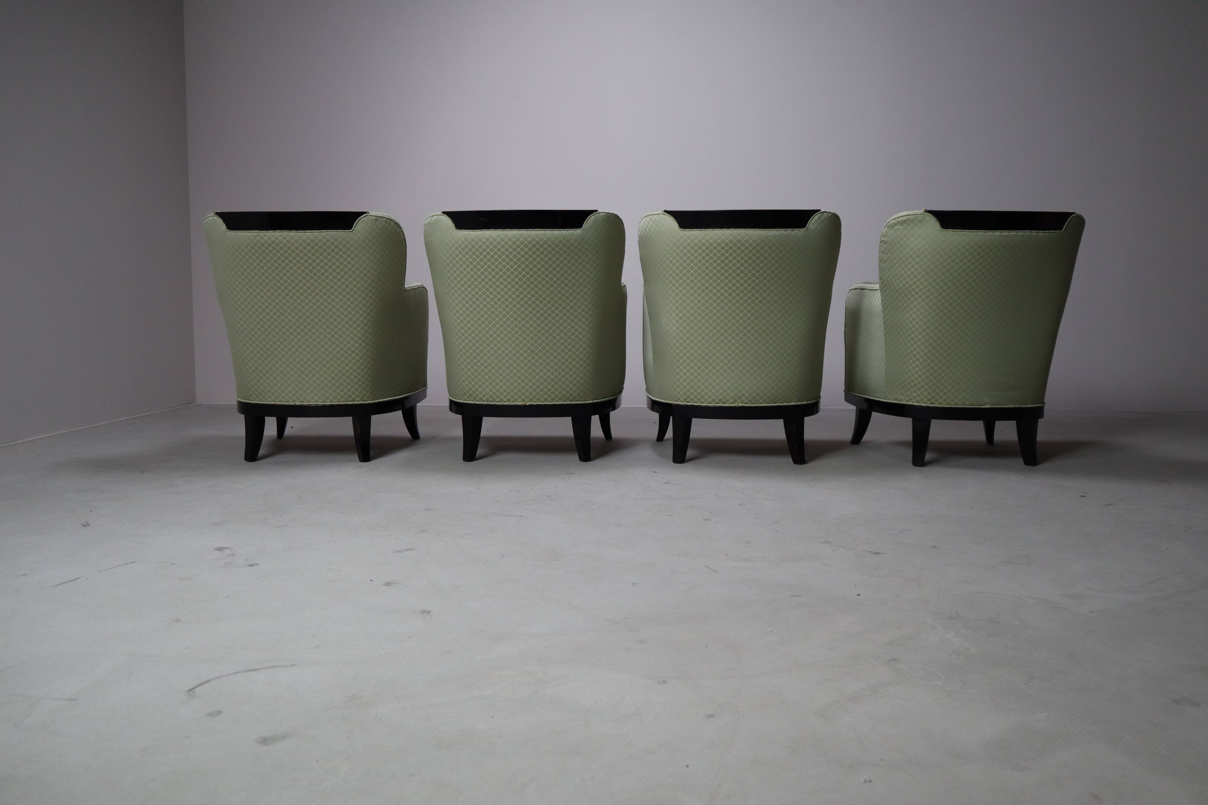 Set of four Art Deco armchairs, 1930-1950