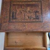 Marquetry table with drawer