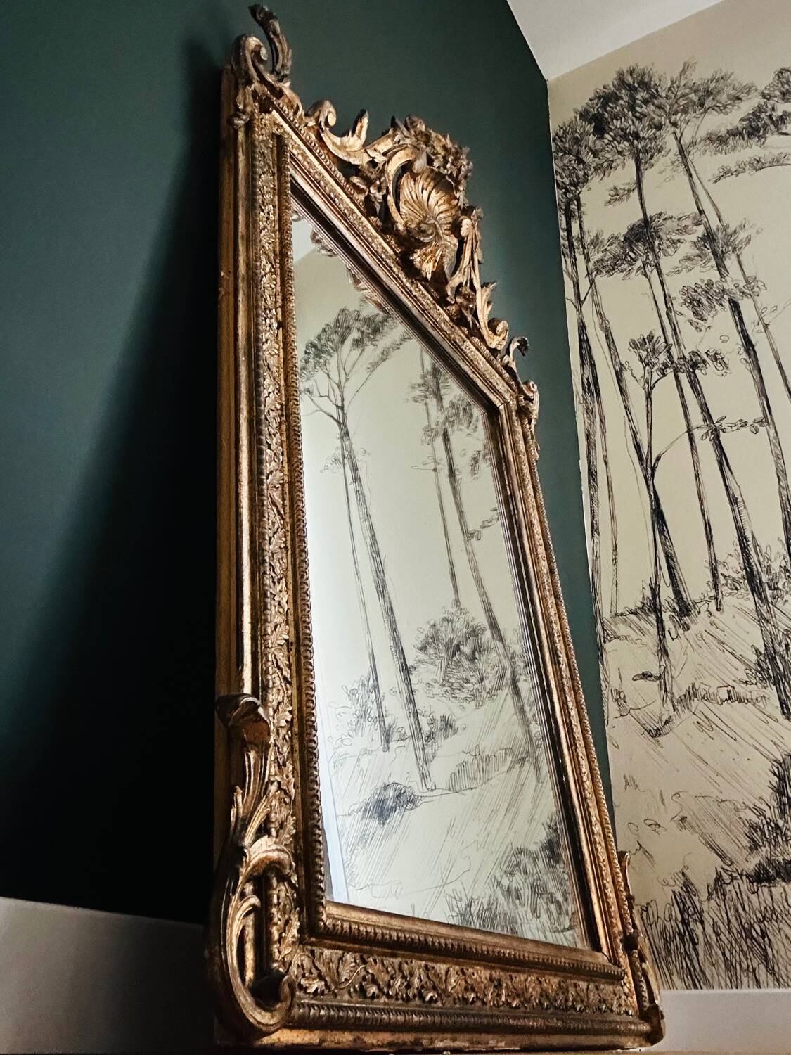 Golden wooden mirror