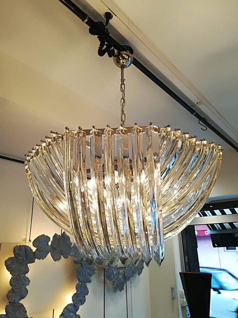 Lustre en cristal courbé de Murano