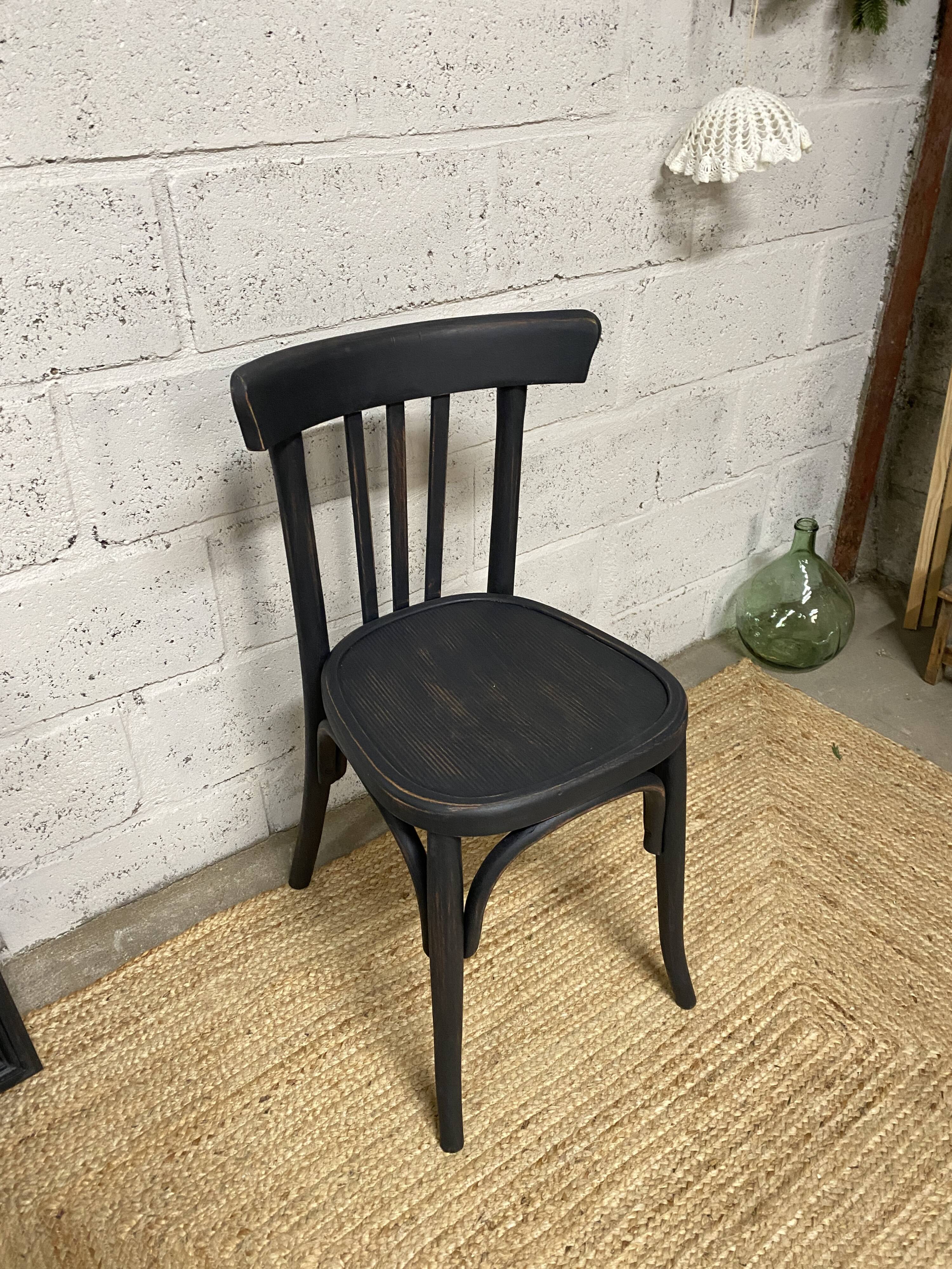 matte black bistro chair with a patina