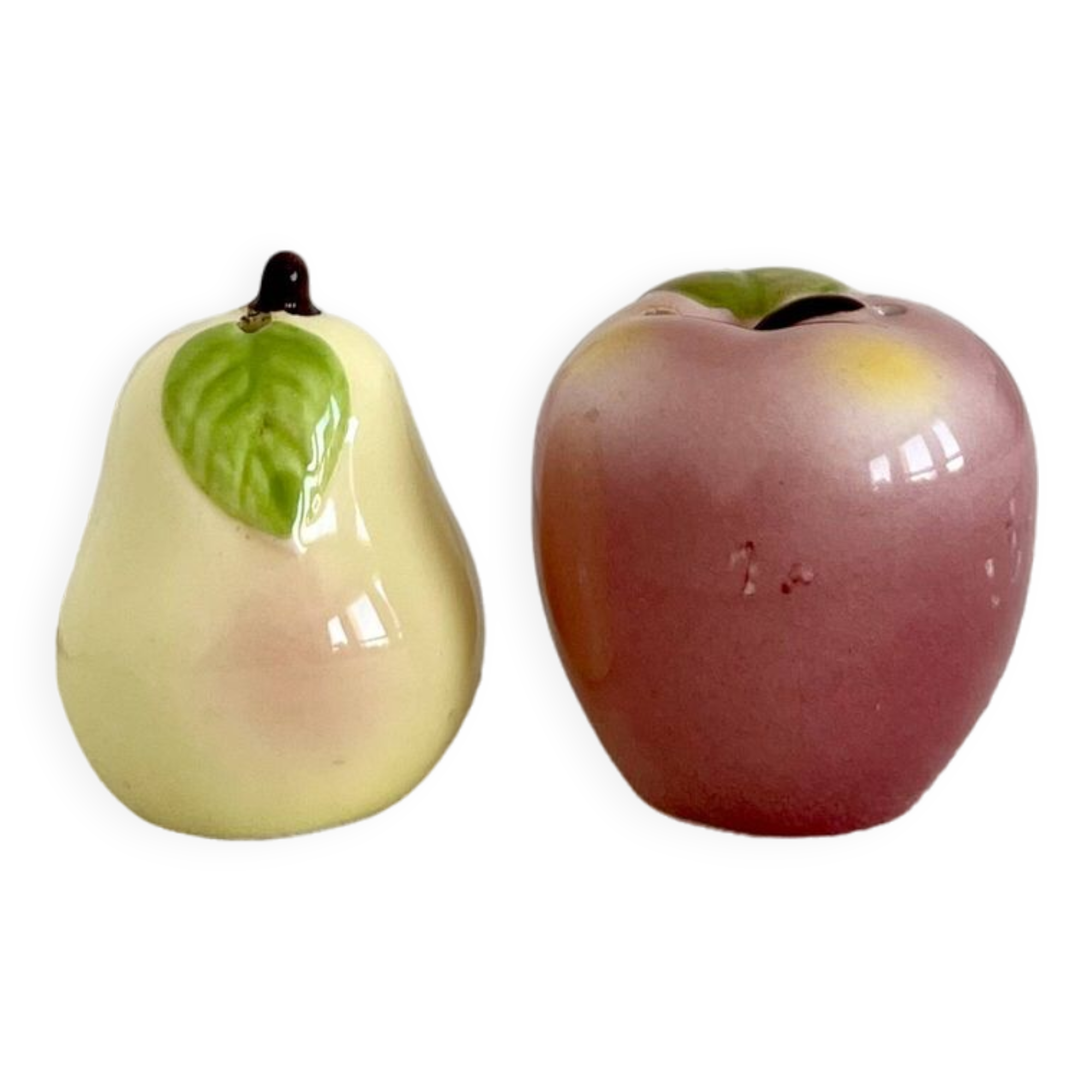 Vintage ceramic salt and pepper shaker and fruit slip