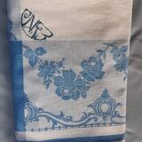 White and blue damask tablecloth 1m50 x 1m50