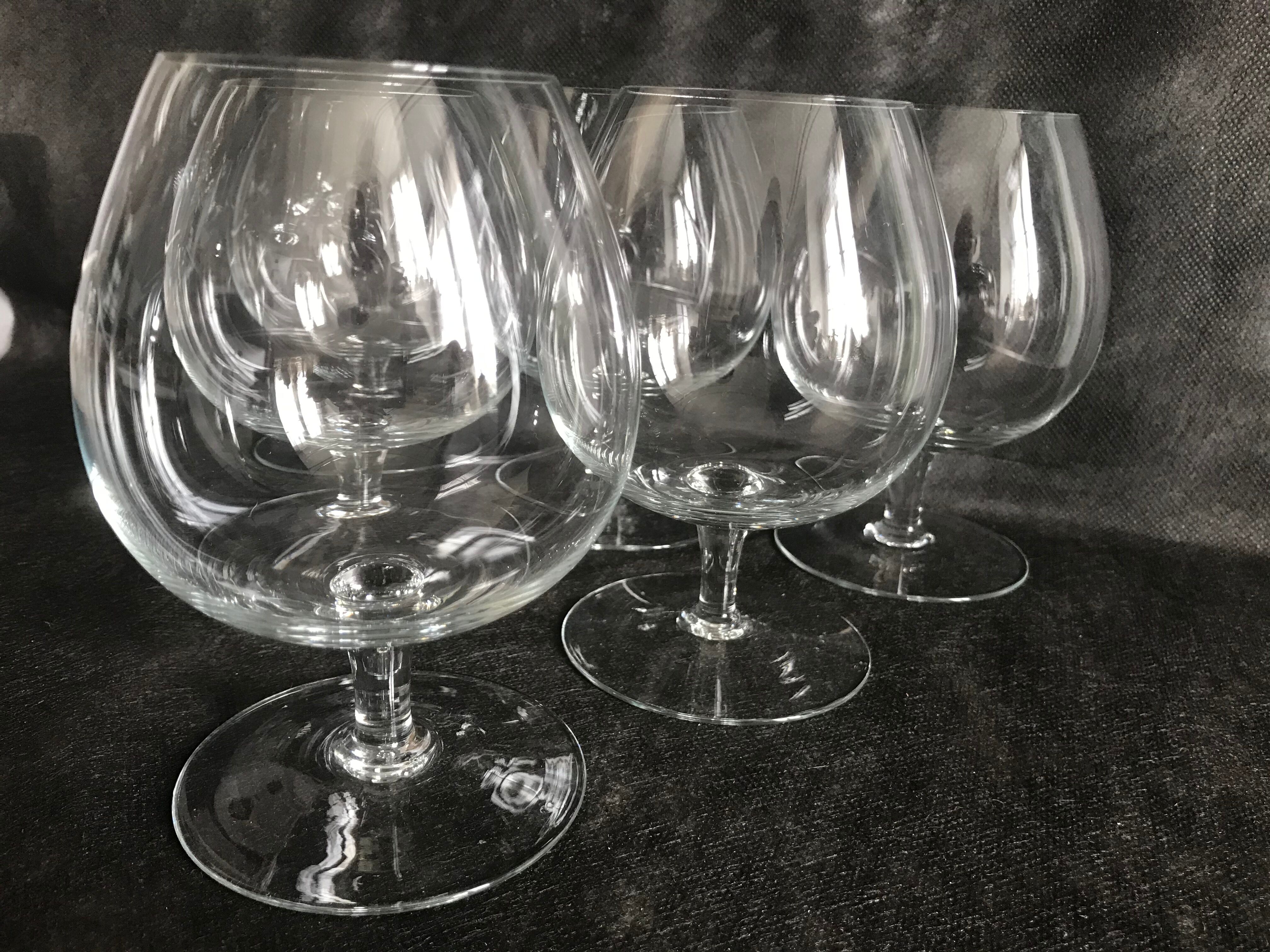 6 late mid-20th crystal tasting glasses