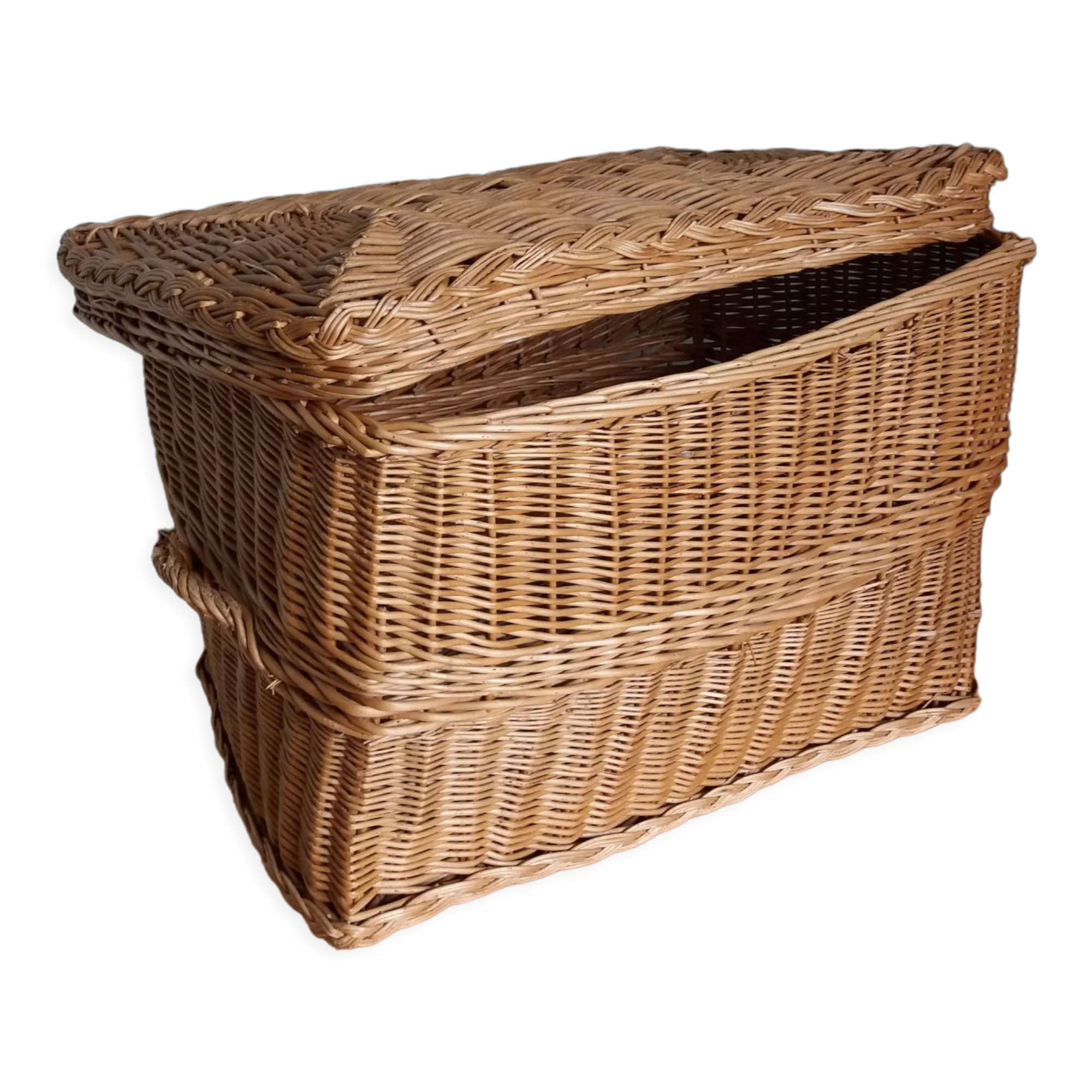 Panier en osier rotin grand coffre à jouets