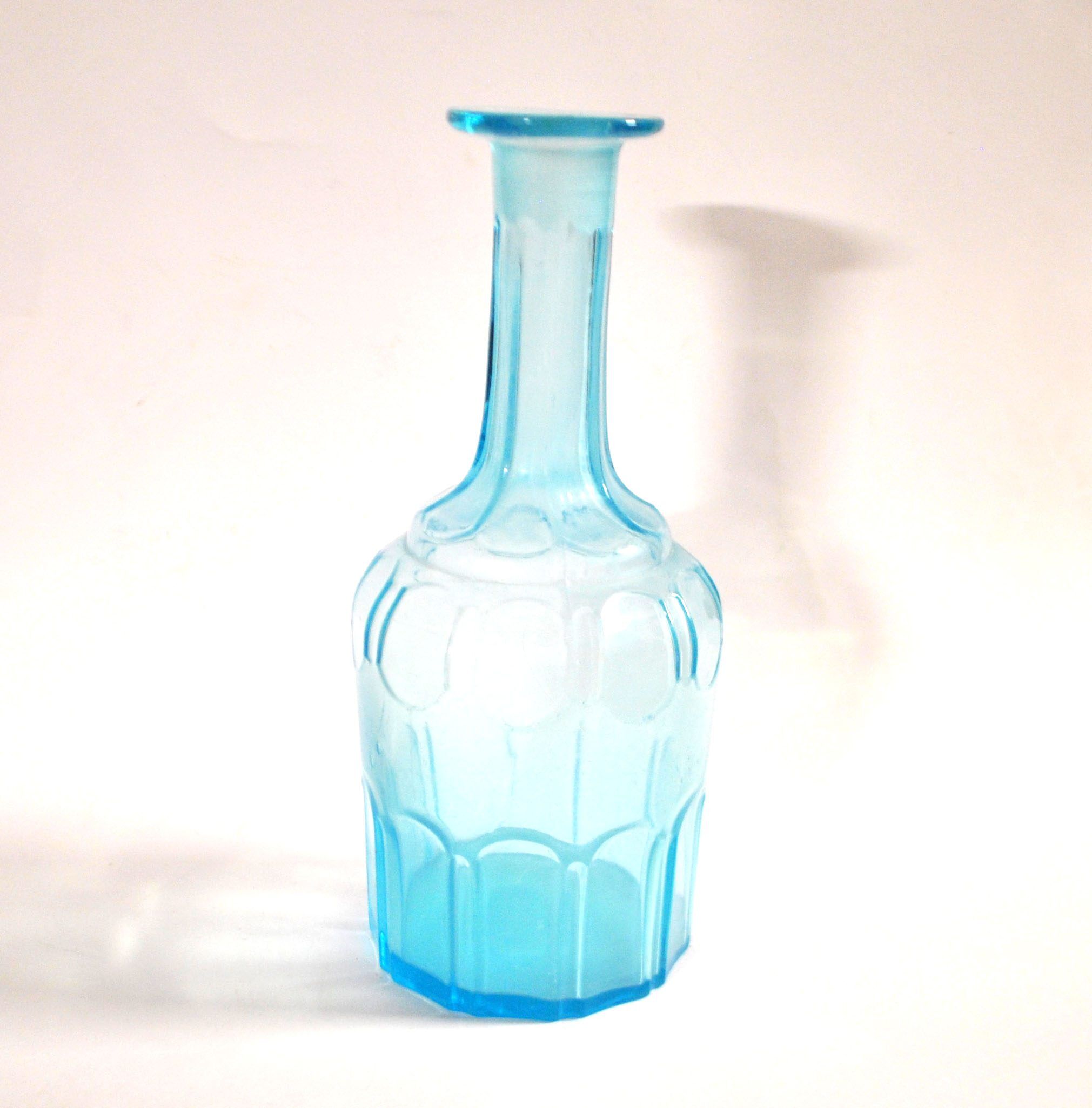 Vintage glass carafe in light blue blown glass 22cm