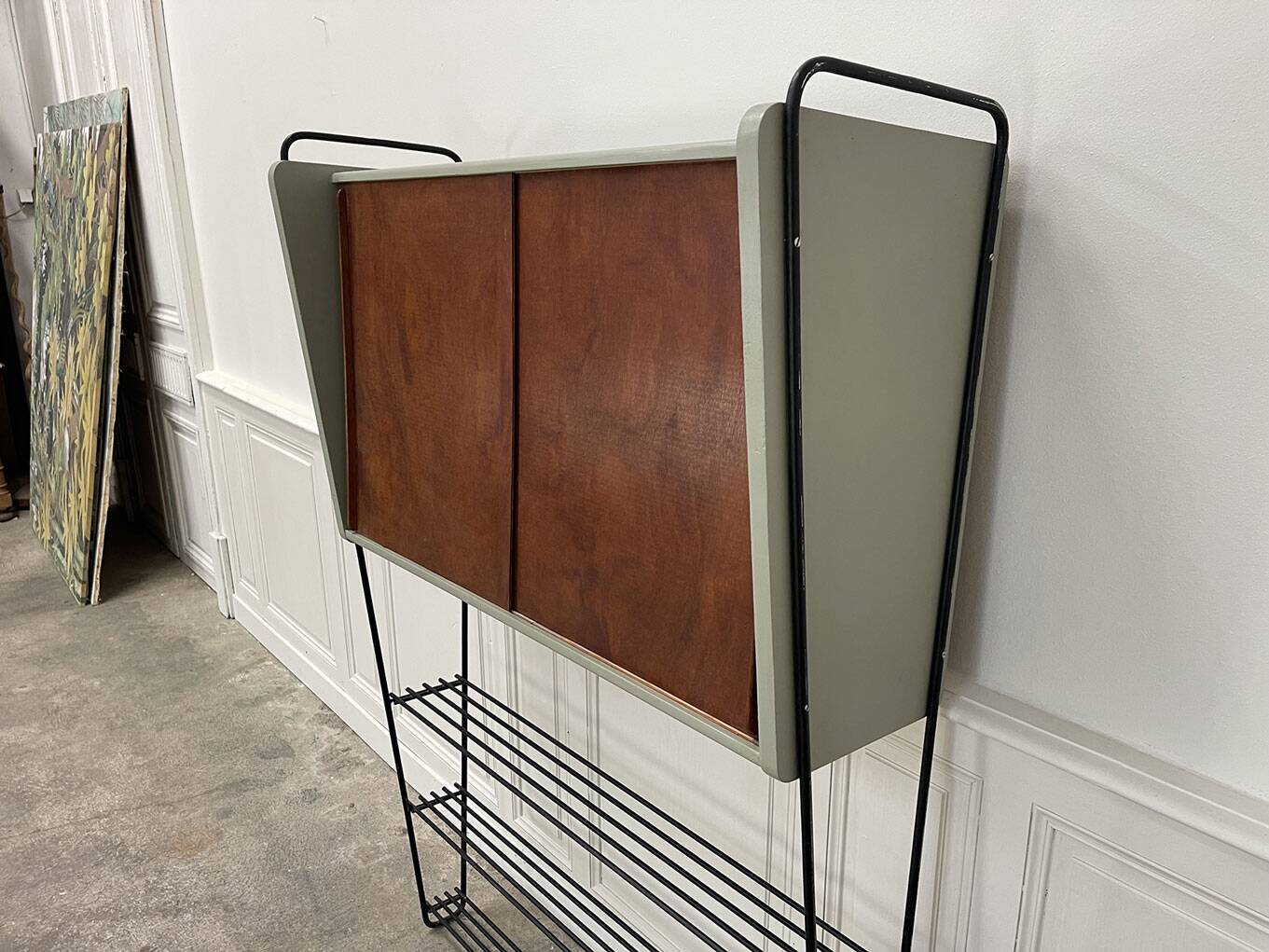 Vintage shelf in metal and wood