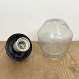 Industrial Bakelite Pendant Light with Frosted Glass, 1970s