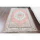 Tapis vintage turc Oushak fait main en laine et coton rose
