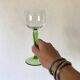 Vintage stemmed glasses, green or amber stem