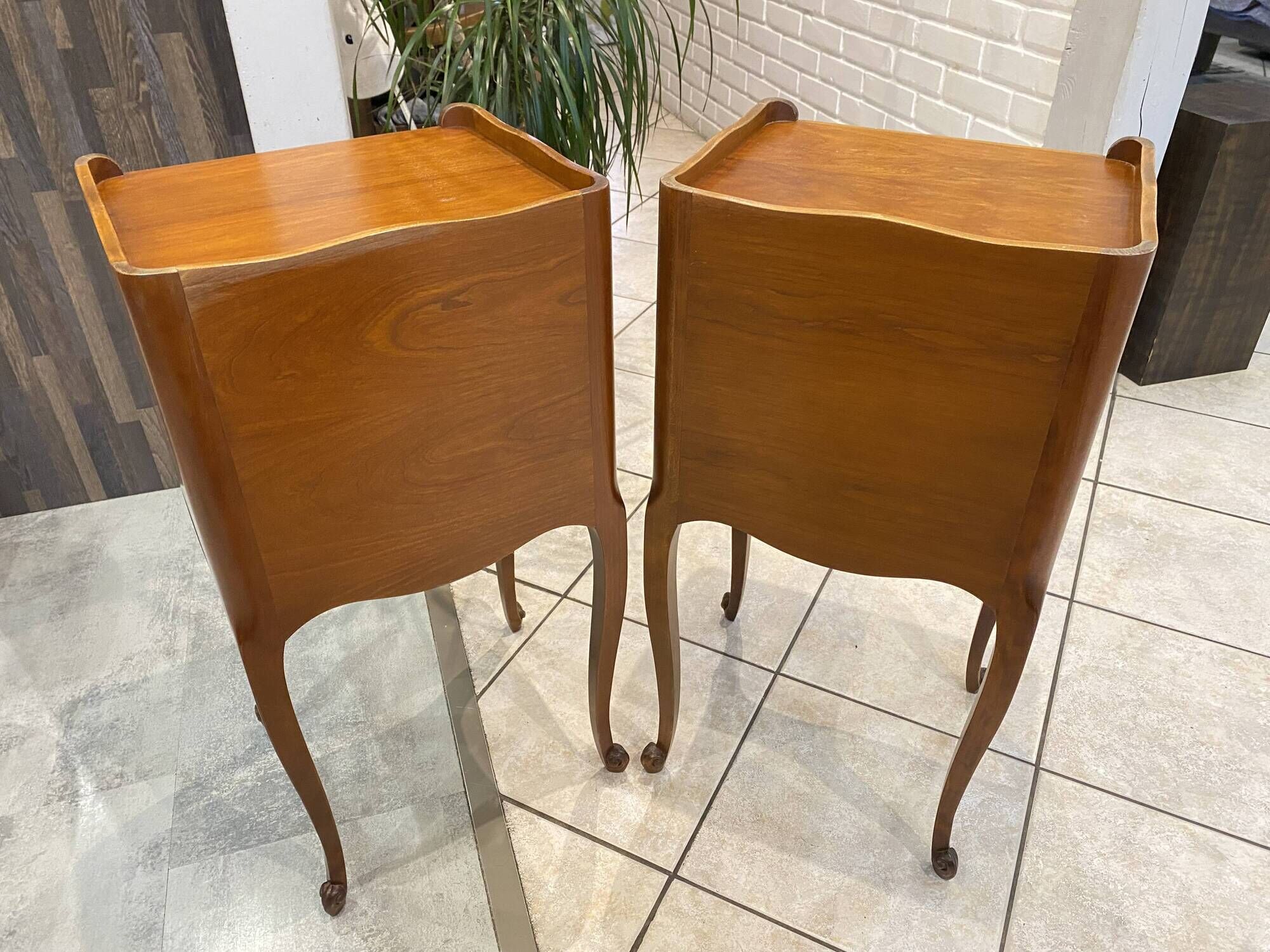 Pair of bedside tables with drawer and niche in Louis XV style.