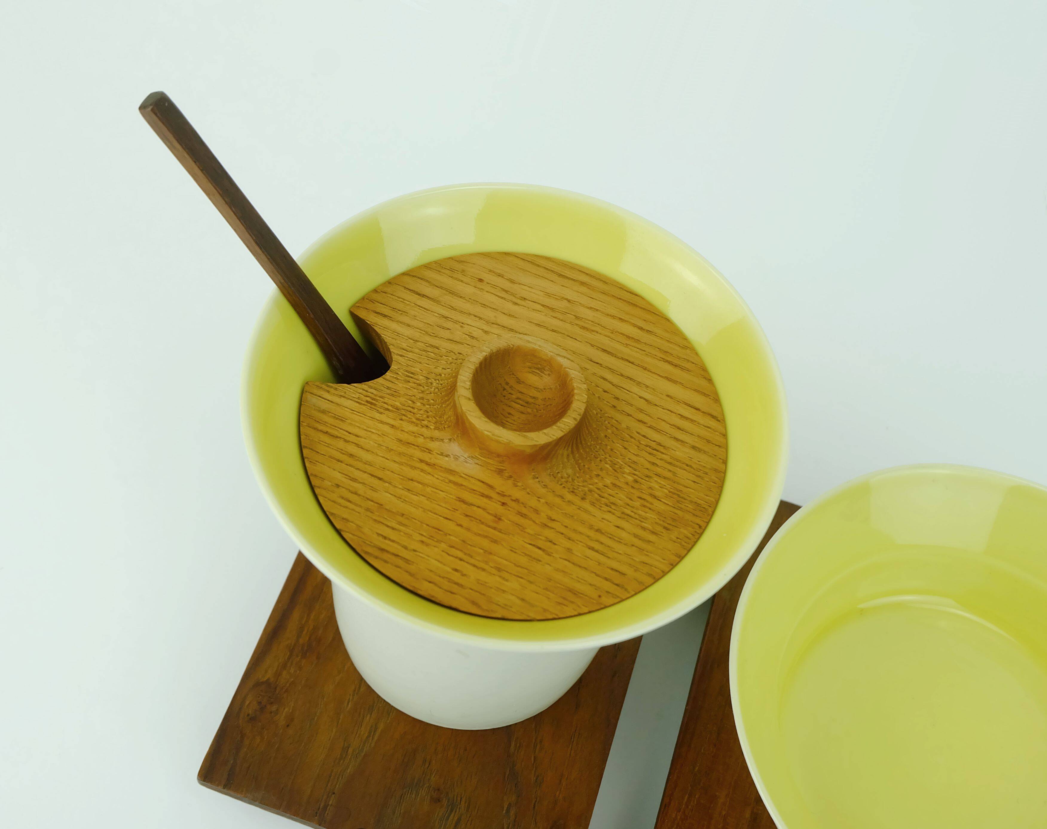 ensemble de service danois moderne très rare en céramique et bois de Laurids Lonborg des années 1960