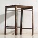 Tabouret industriel ancien en bois de pin et fer – Europe centrale, vers 1950