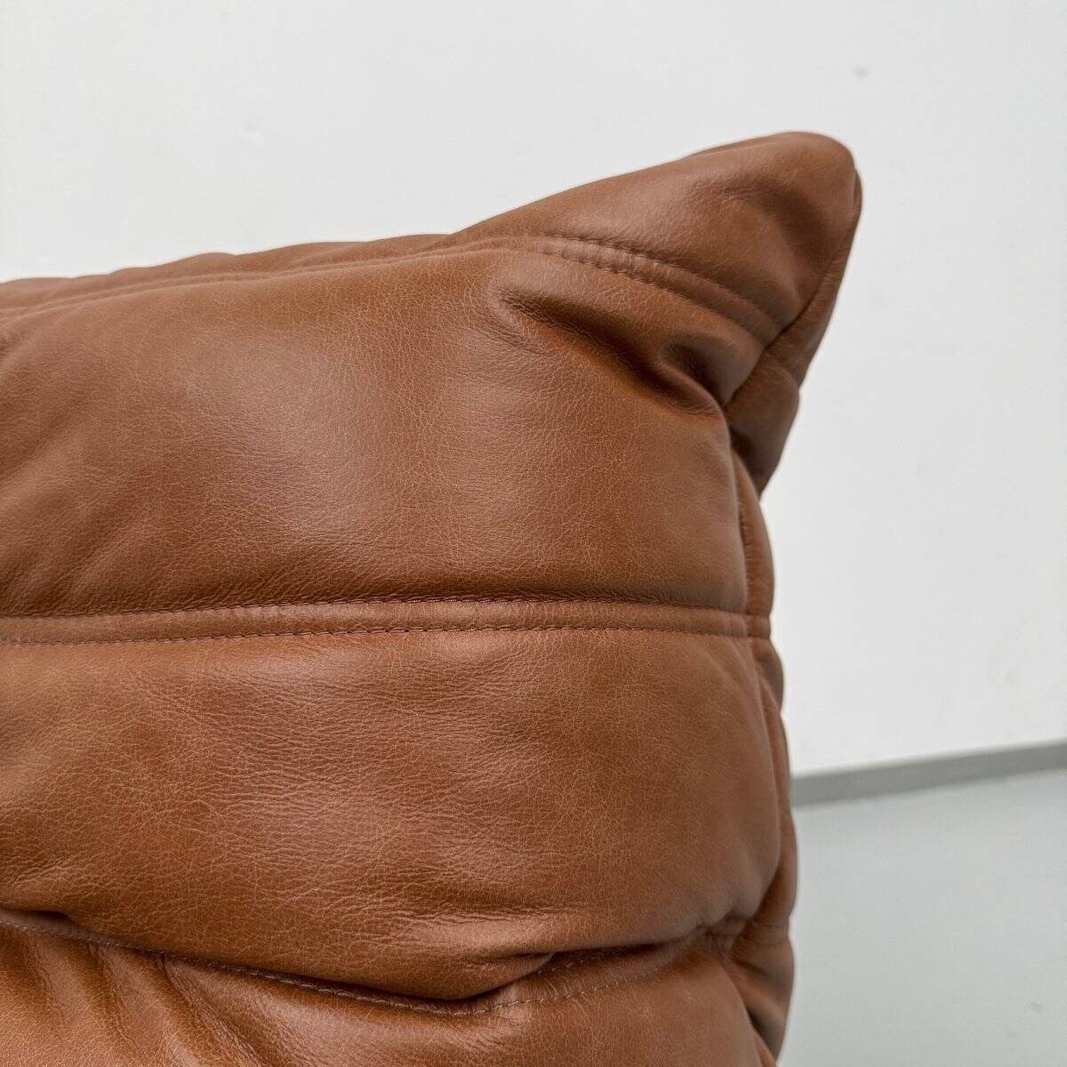 Togo Chair in Cognac Leather attributed to  Michel Ducaroy for Ligne Roset.