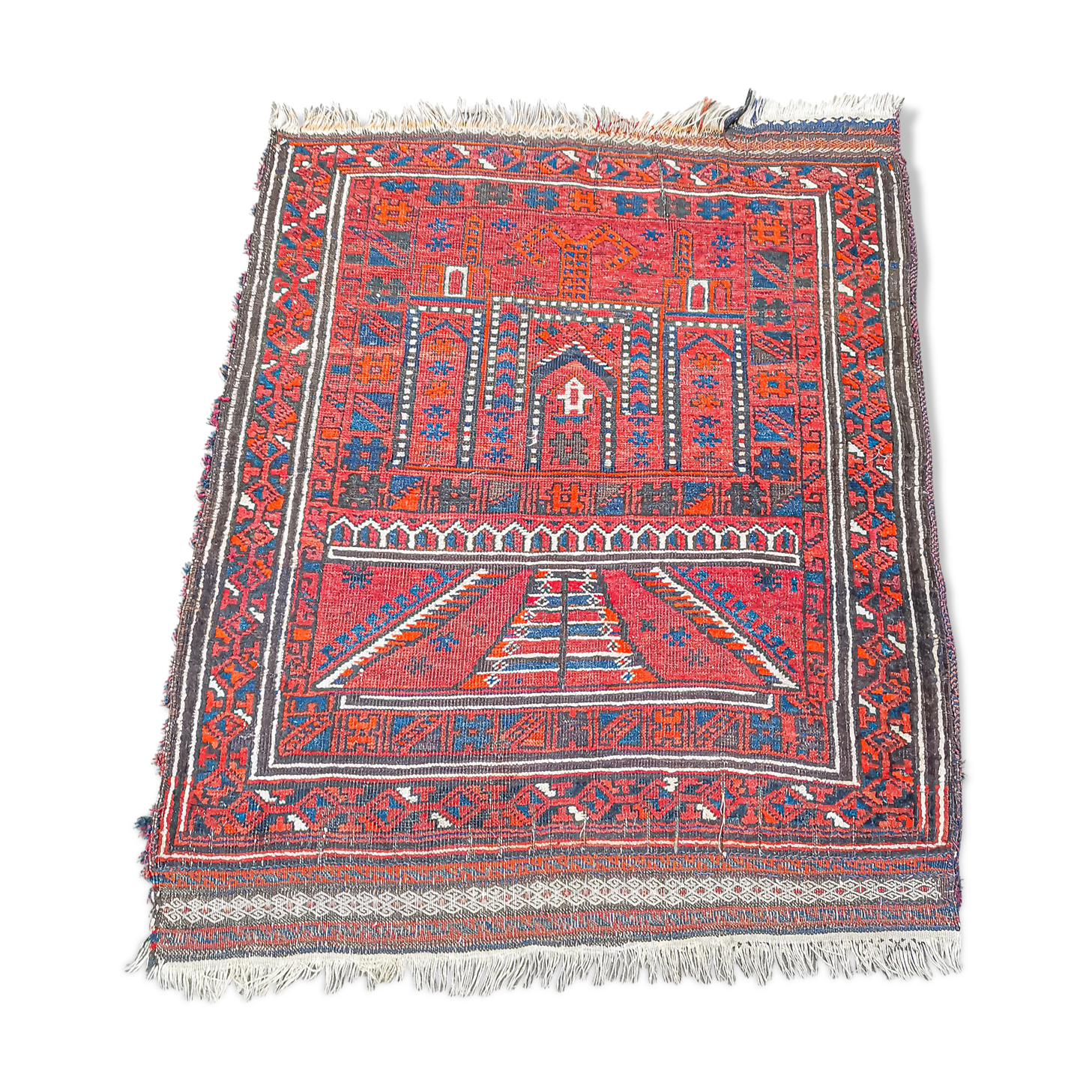 tapis d'orient fait main persan ancien belouch 108 x 93 cm
