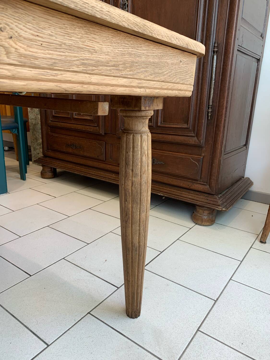 Art Deco Raw Solid Oak Table