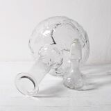 Vintage Glass Decanter: Roses Patterned Wine Carafe, Empoli Italy 1950s