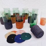 Set of 11 vintage green tinted glasses