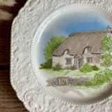 Duo of “country cottages” plates Burleigh Staffordshire England