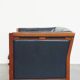2.5-Seater Art Deco Sofa with Woodwork and Dark Blue Cowhide Leather