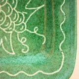 Square dish in glazed ceramic, scarified, signed Jacques Sagan Vallauris,