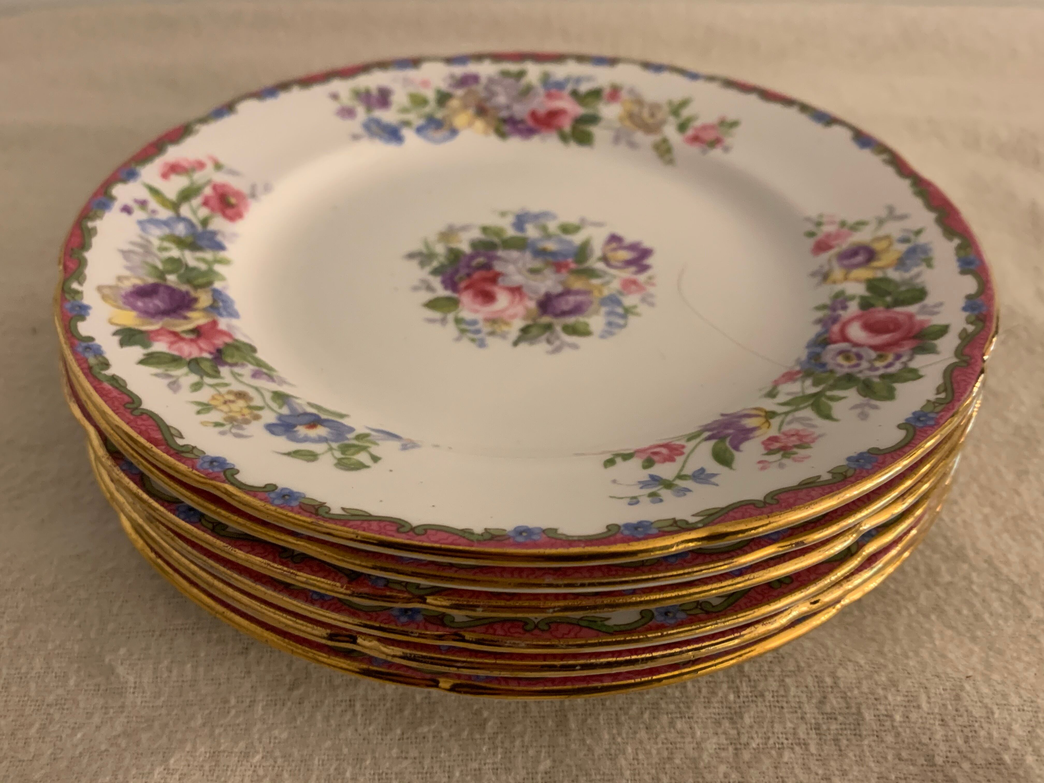 English dessert service 6 plates and 1 Grafton Royal dish