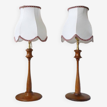 Paire de lampes bois