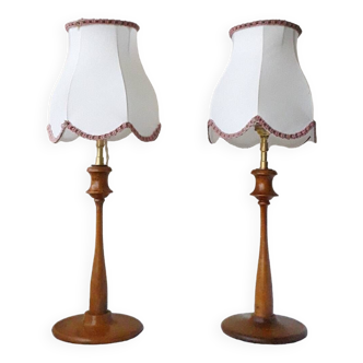 Pair of wooden lamps