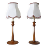 Pair of wooden lamps
