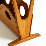 Beautiful mid-century modern side table with magazine rack, made of ash woo