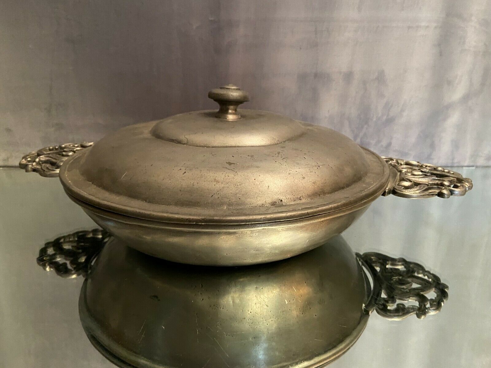 Renaissance style pewter eared vegetable