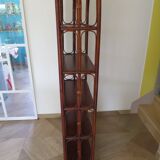 Vintage bookcase-5-level shelf-wood, bamboo and rattan-bentwood style-80s