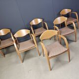 Fauteuils espagnols vintage en bois, lot de 6, années 1990