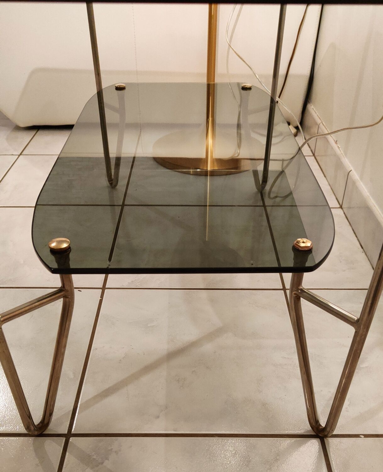 Coffee table 1950 vintage smoked glass