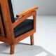 Pair of Belgian lounge chairs in solid oak with leather cushions