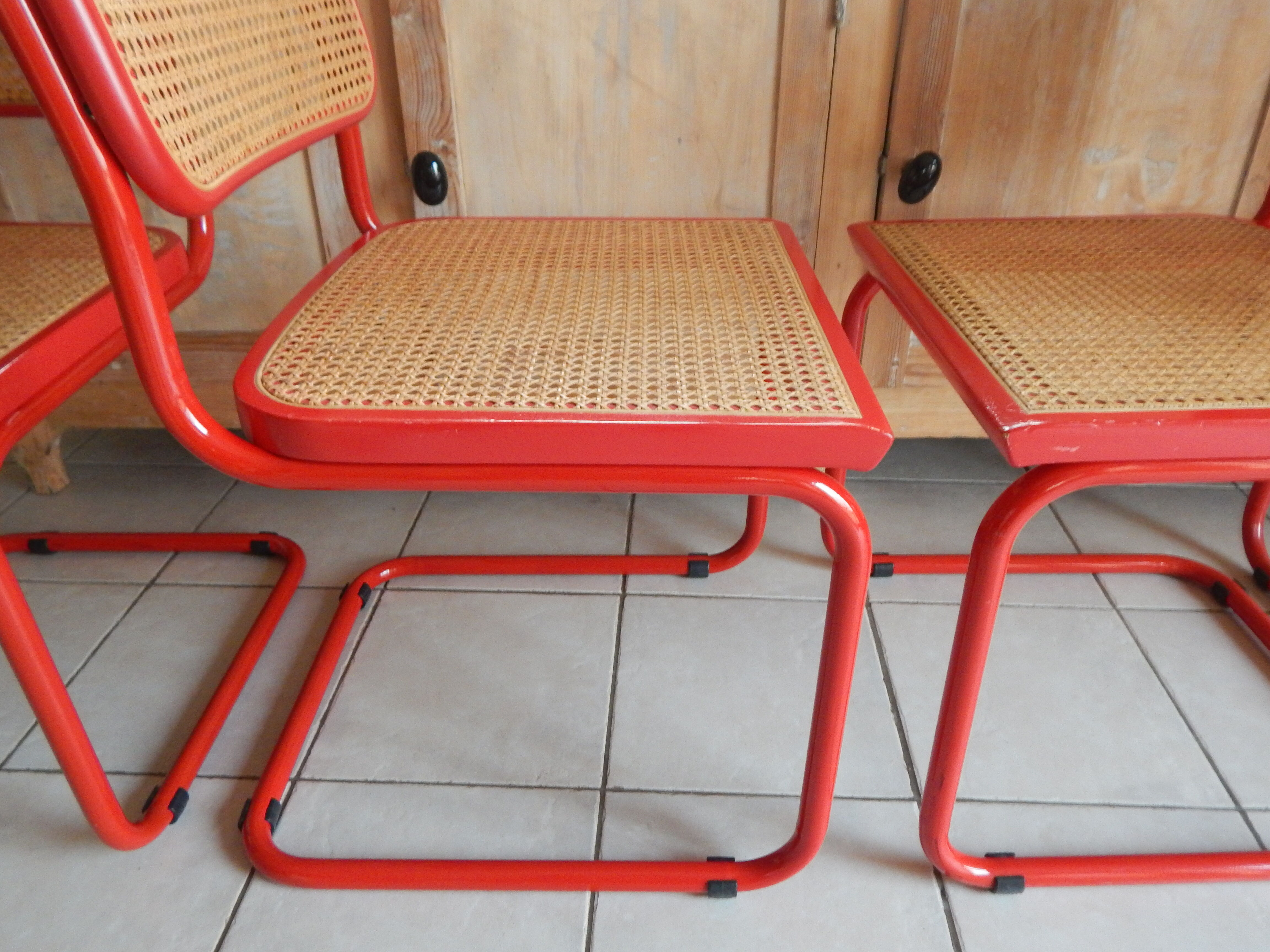 Set 4 chair B32 red Marcel Breuer Cesca