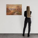 Italian landscape painting signed B. Ferrari from the 30s