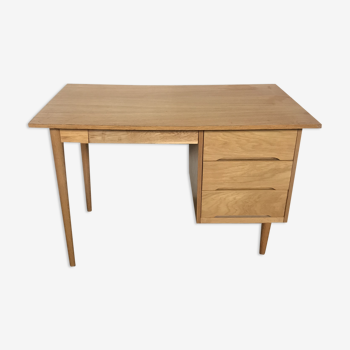 Desk vintage Scandinavian light oak 1950 1960