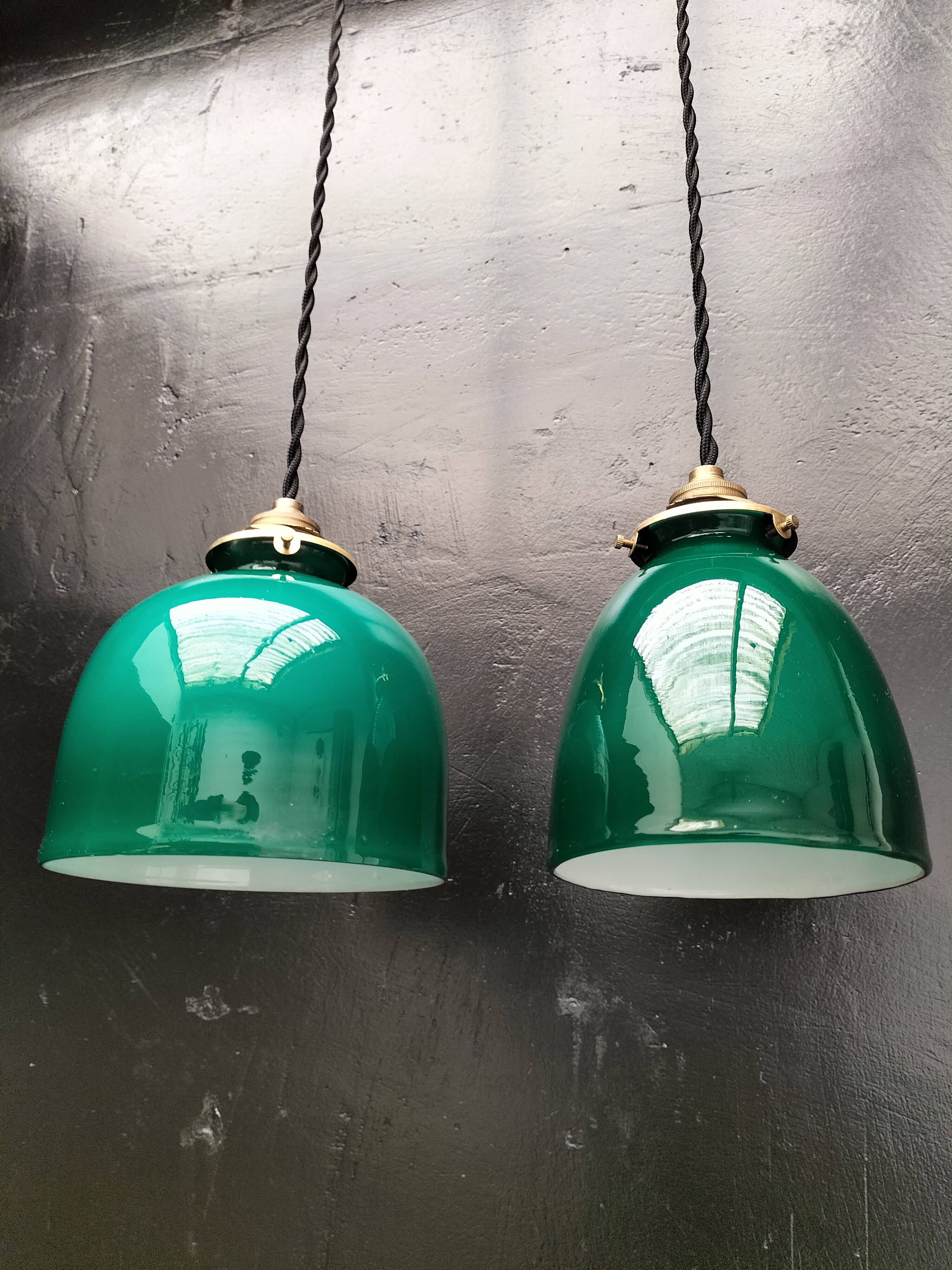 Green opaline pendant lights
