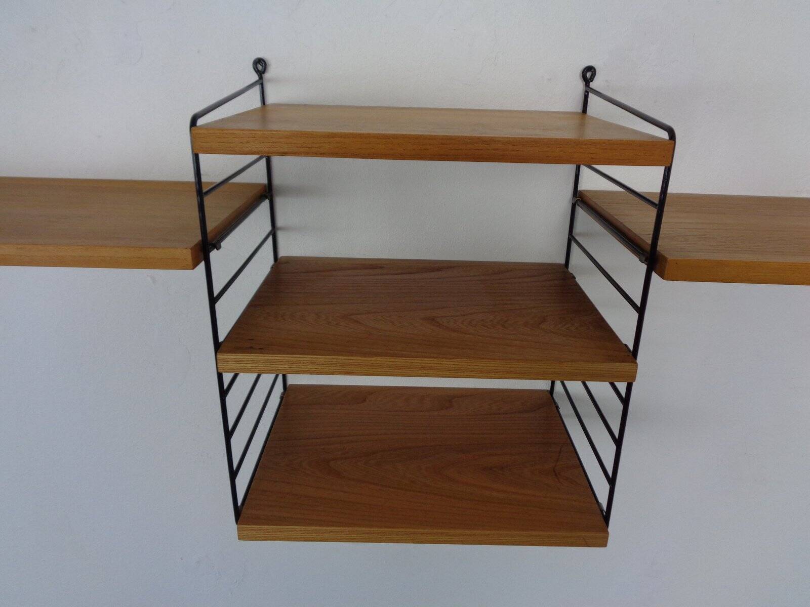 Swedish Ash and Metal Wall Unit by Kajsa & Nils Nisse Strinning for String, 1950s, Set of 9