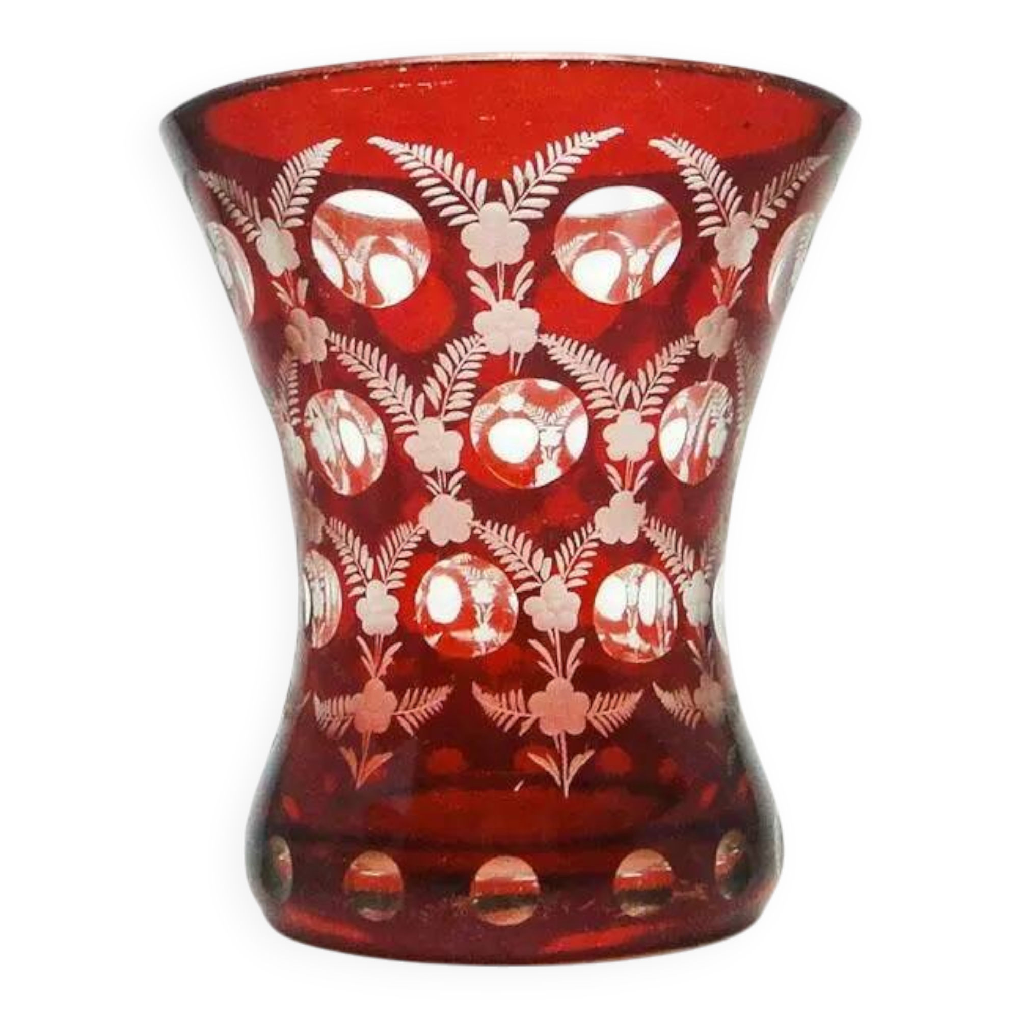 Verre Biedermeier, verre rouge, République tchèque, 19e siècle