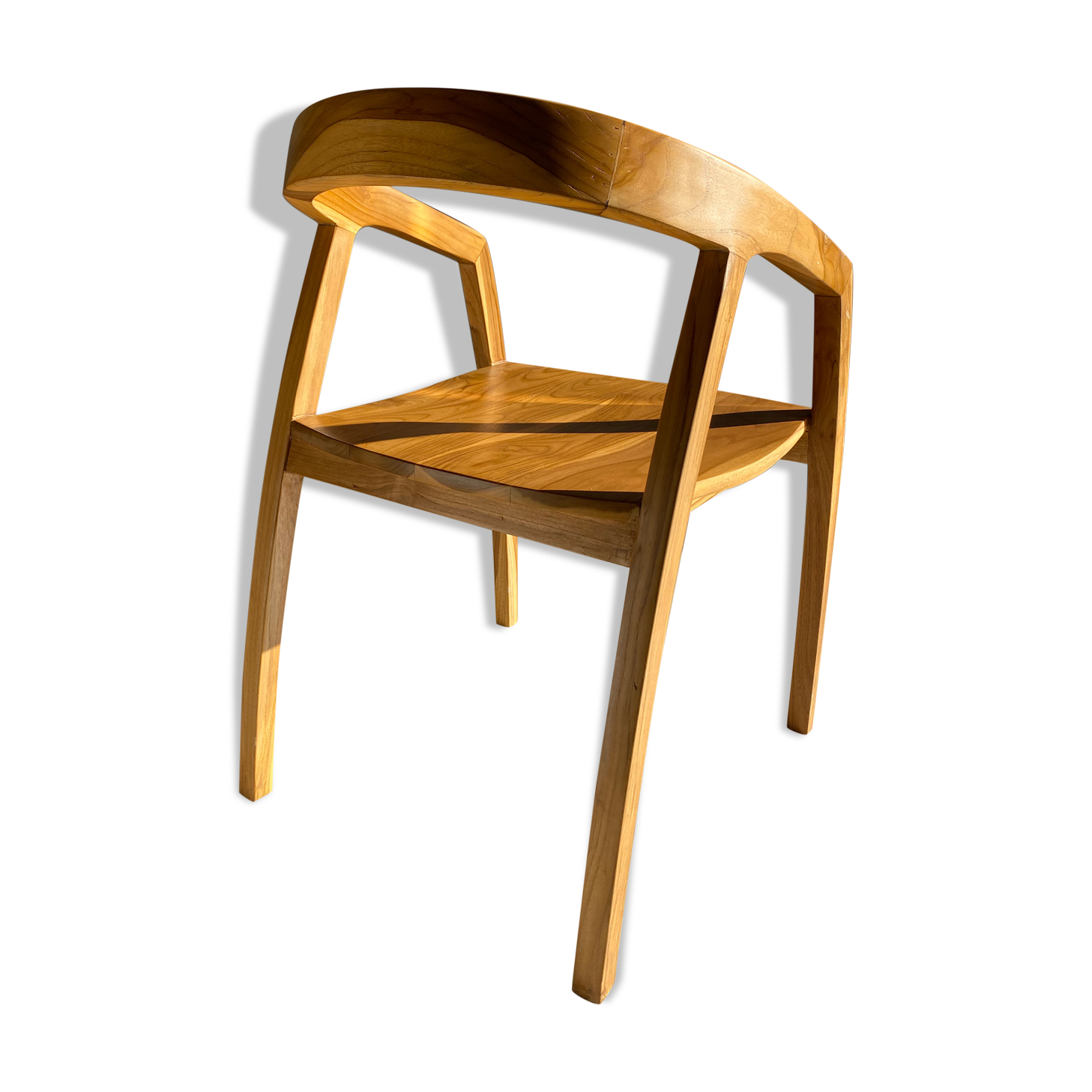 Natural wood chair with wraparound back