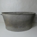 Old basin bath galvanized zinc oval