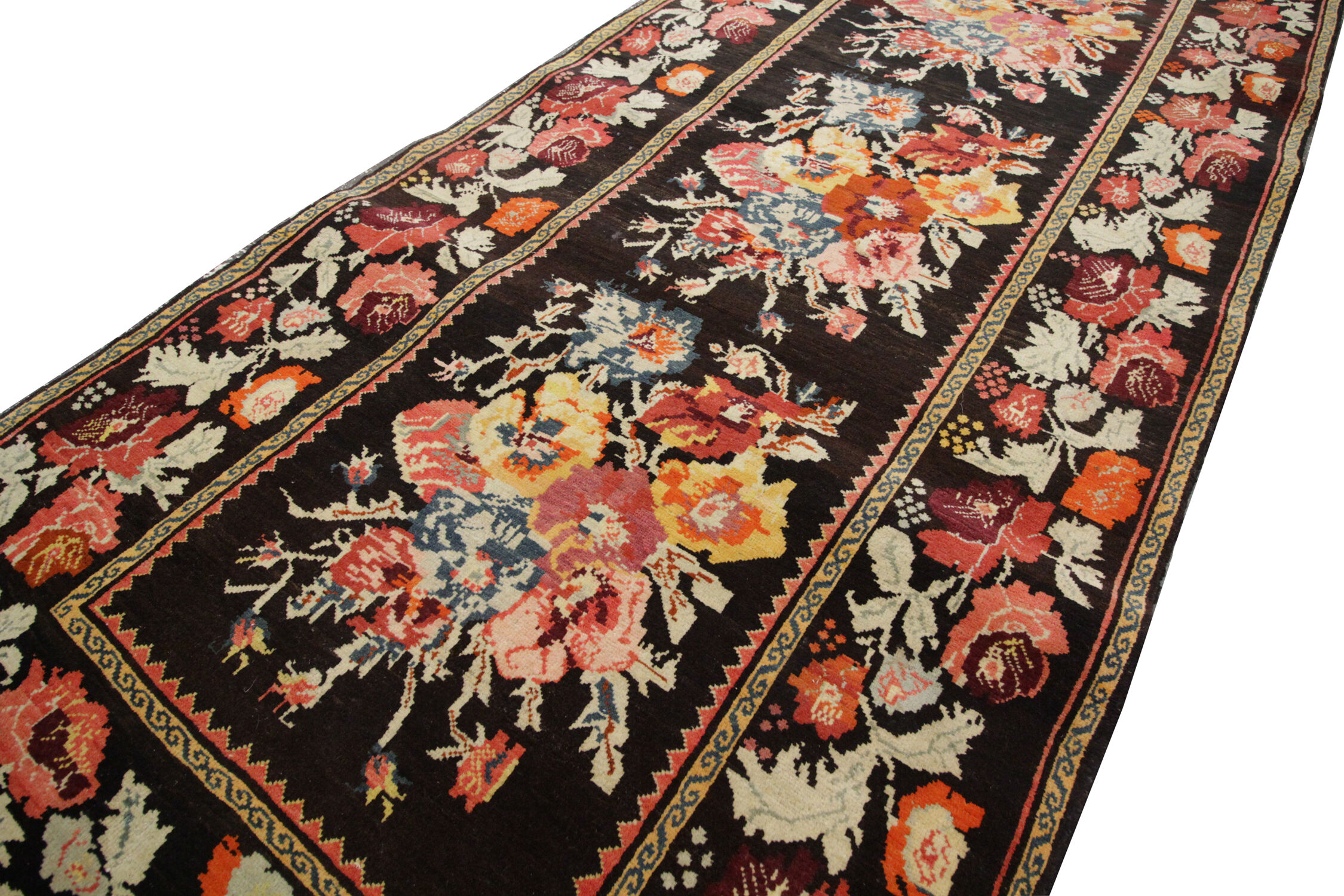 Handwoven caucasian karabakh rug, oriental wool floral carpet- 120x260cm