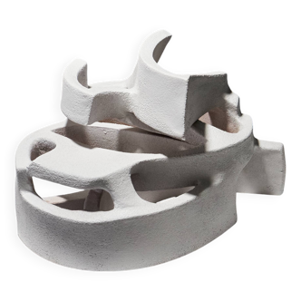Sculpture à poser craie en grès blanc