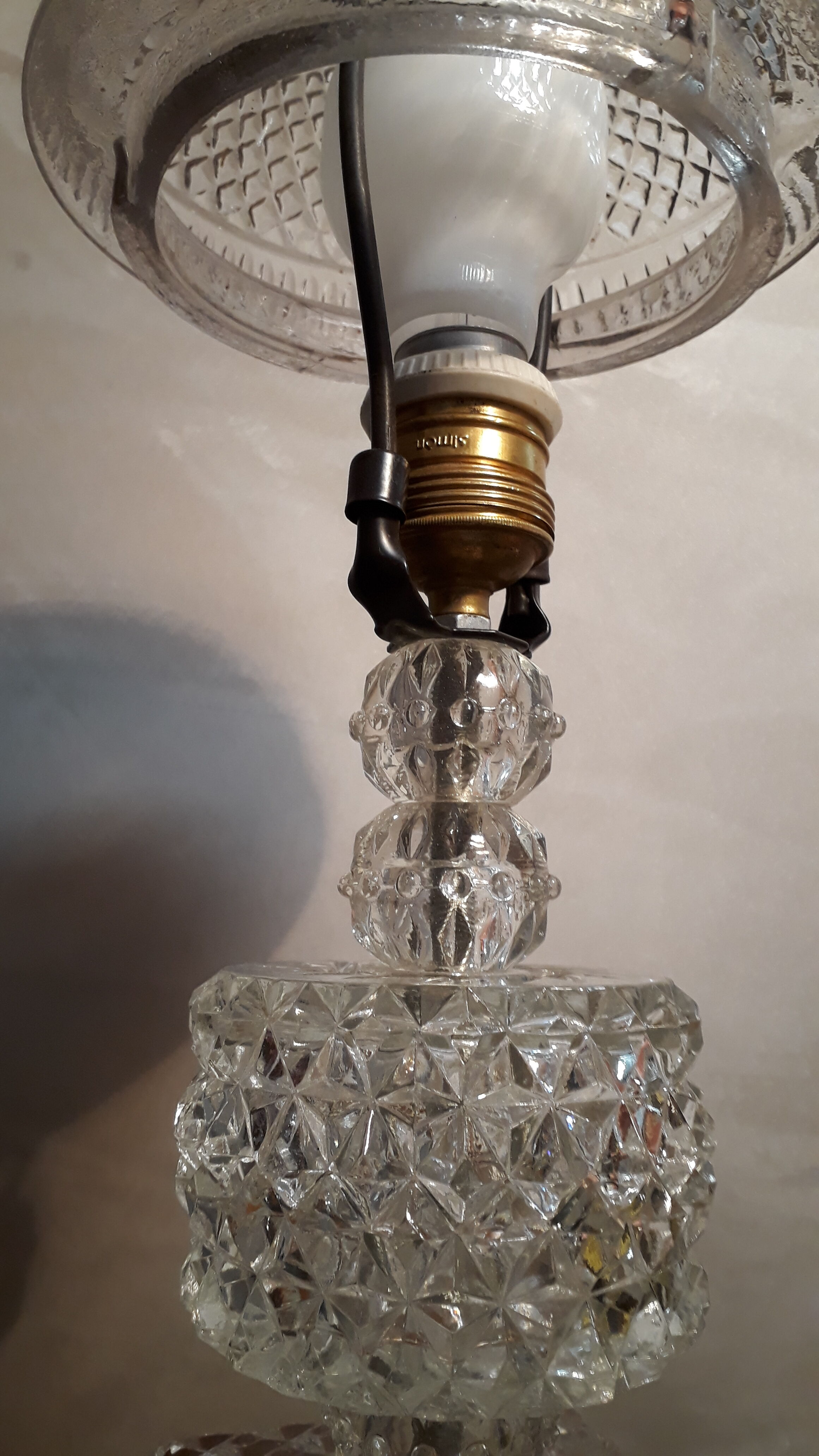 Lampe cristal transluside de 1960 a70s