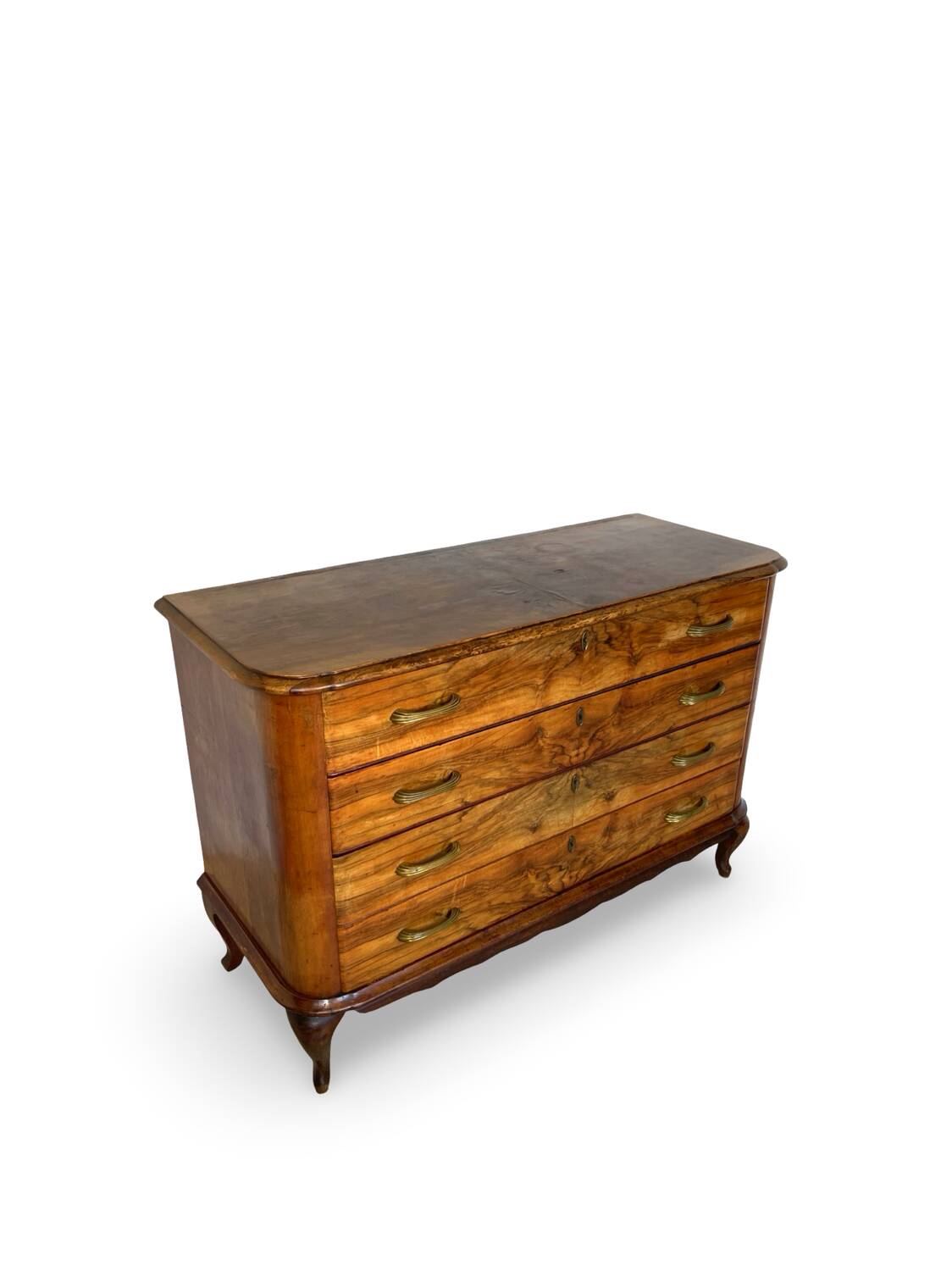 Italian art deco burl walnut chest of drawers, 1930s/1940s